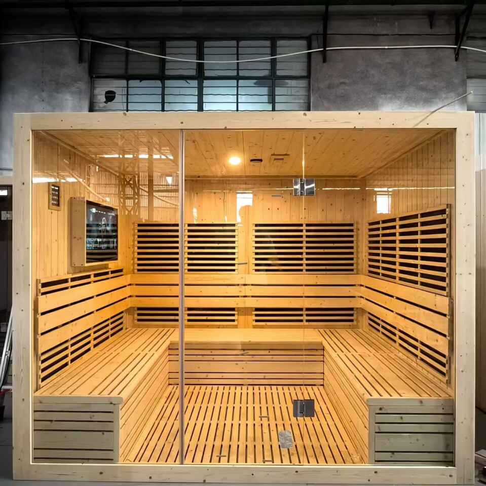Sauna de madeira com infravermelho distante para 5 a 10 pessoas com TV LCD