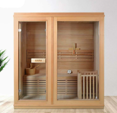 Sauna a vapor doméstica com temporizador - Construção em madeira de cedro natural para sessões relaxantes de spa Sauna a vapor doméstica com temporizador - Construção em madeira de cedro natural para sessões relaxantes de spa