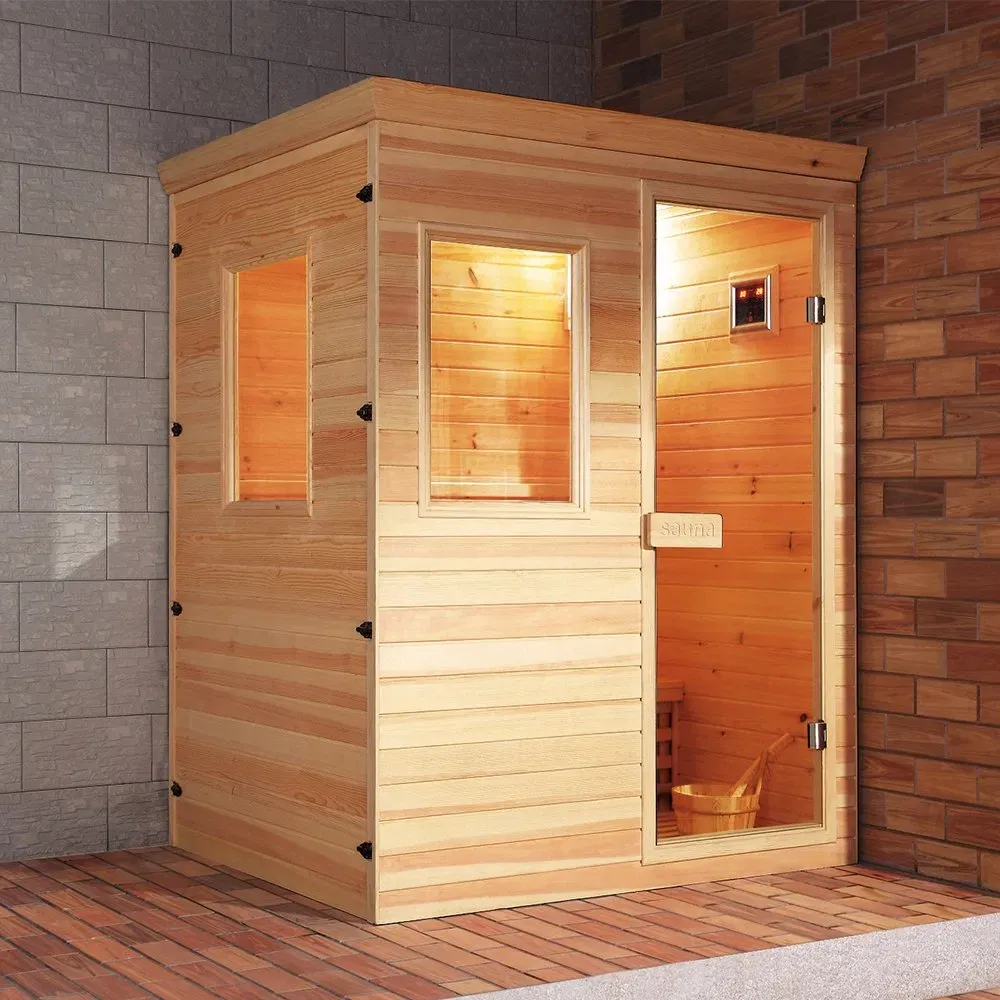 Sala de sauna de madeira para 2 pessoas para sauna infravermelha
